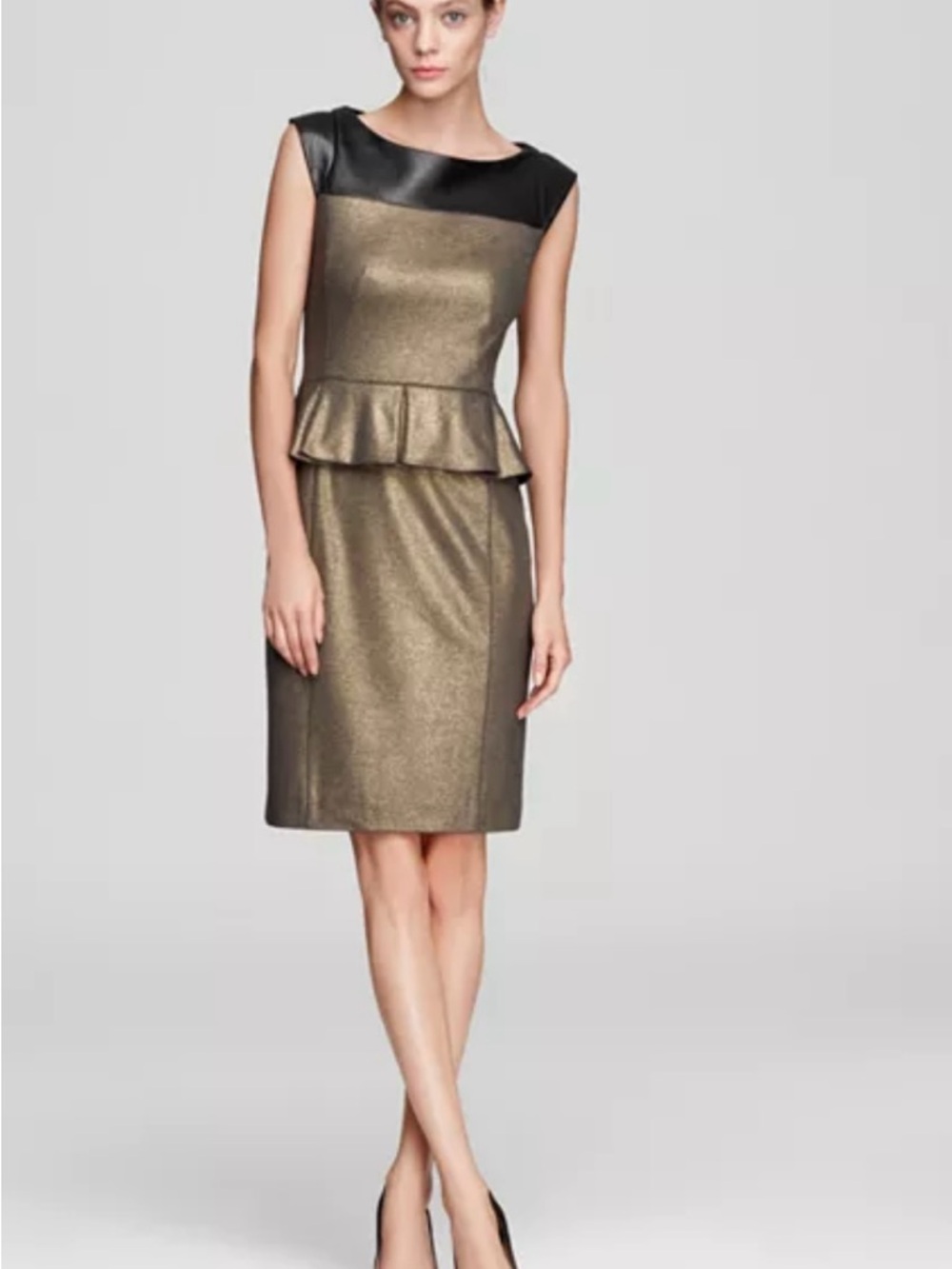 Cynthia Steffe black-gold dress with Leather Top size 4